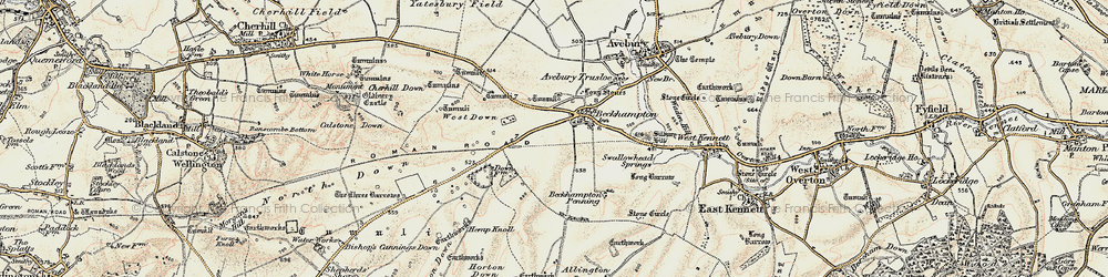 Old map of Beckhampton Penning in 1899