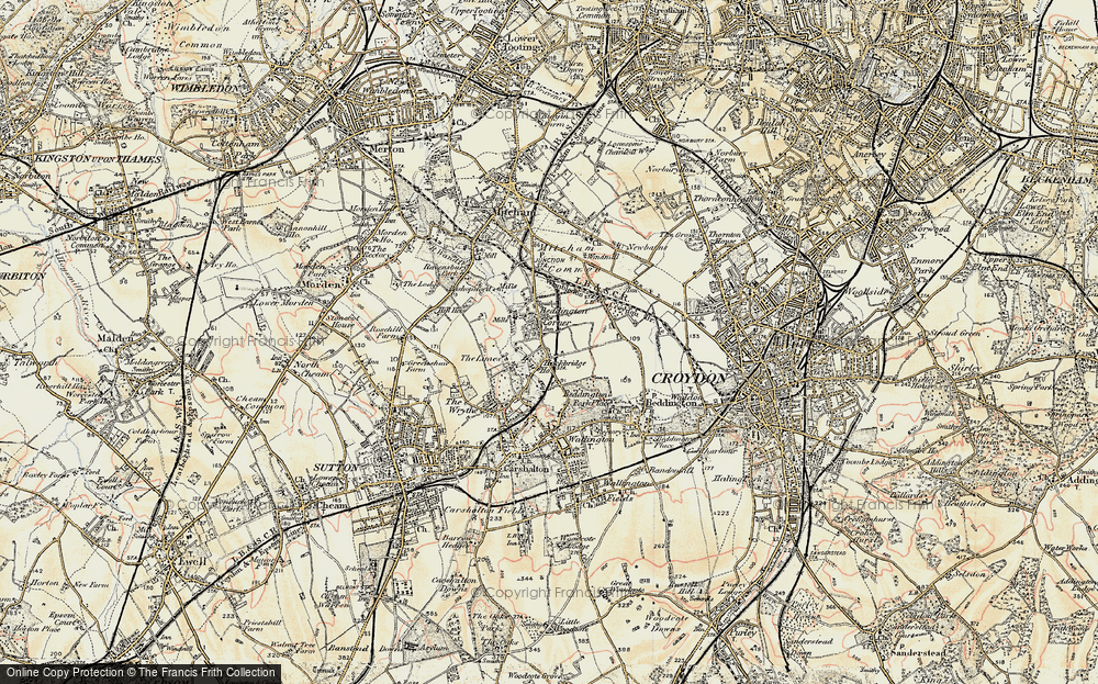 Old Map of Beddington Corner, 1897-1909 in 1897-1909