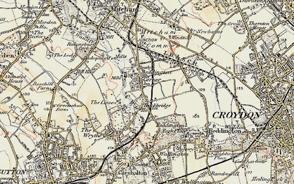 Old map of Beddington Corner in 1897-1909