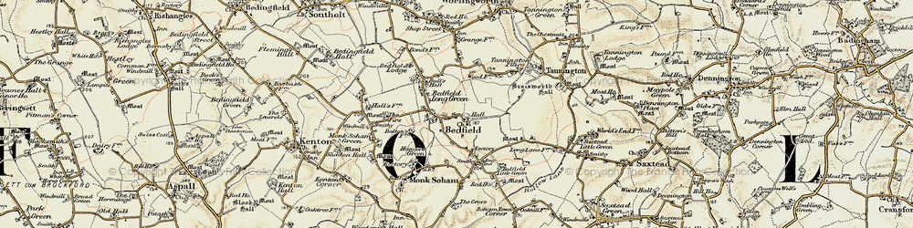 Old map of Bedfield Little Green in 1901