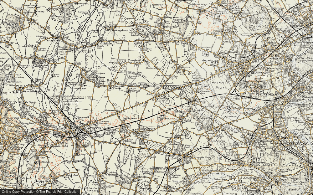 Old Map of Bedfont, 1897-1909 in 1897-1909