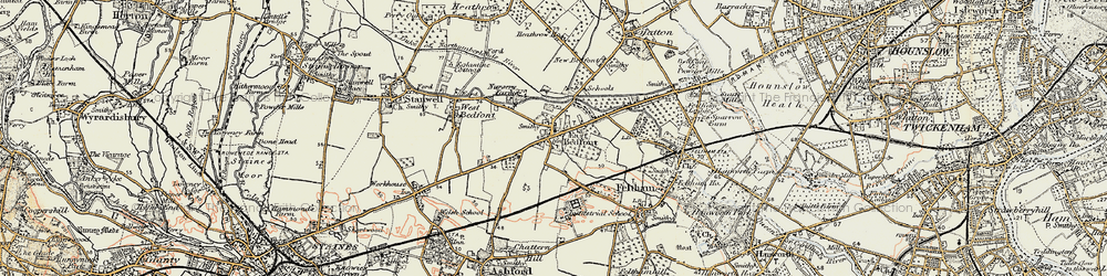 Old map of Bedfont in 1897-1909