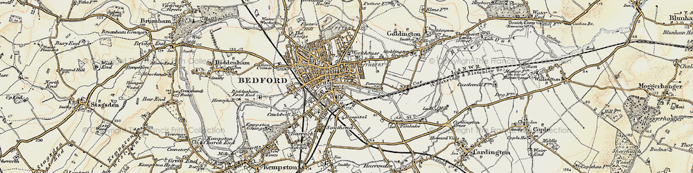Old map of Bedford in 1898-1901