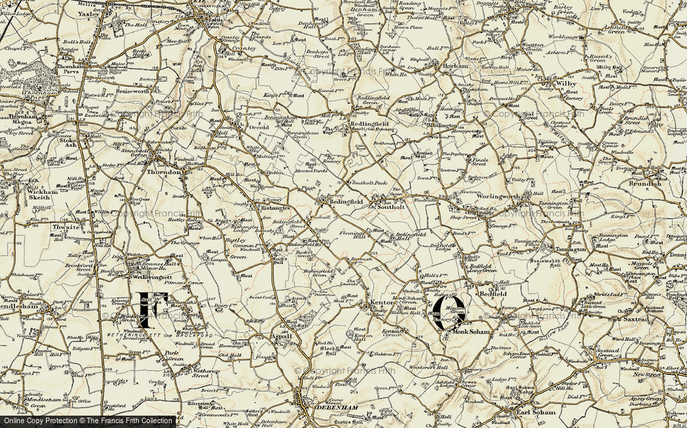 Old Map of Bedingfield, 1901 in 1901