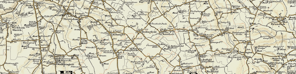 Old map of Bedingfield in 1901
