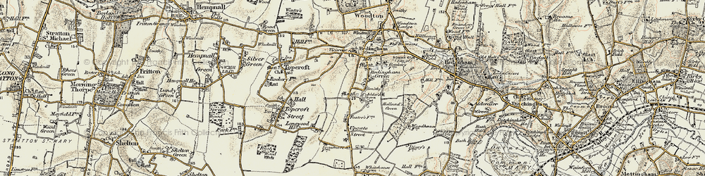 Old map of Bedingham Green in 1901-1902