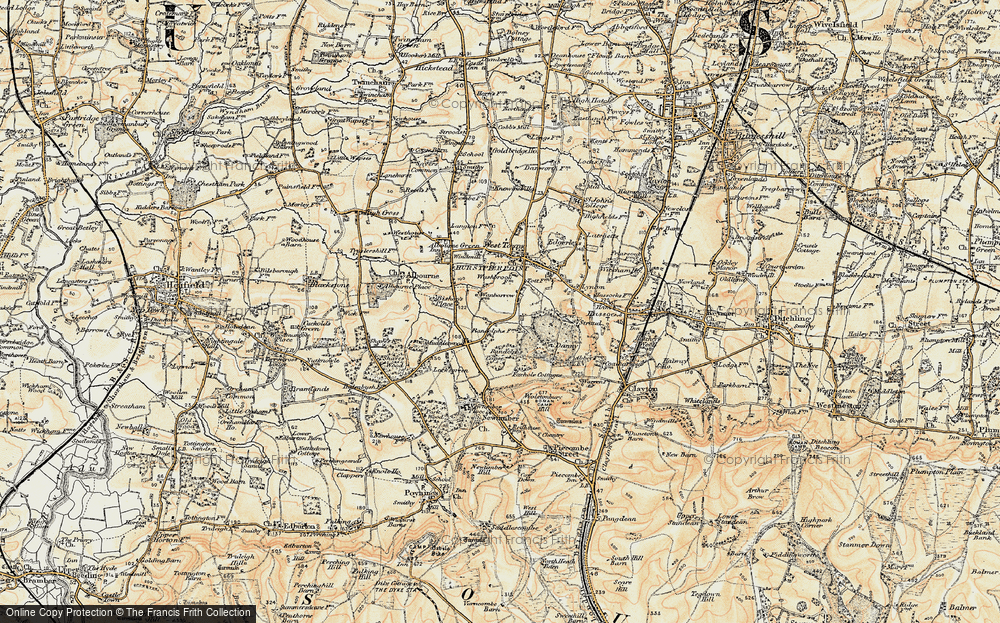 Old Map of Historic Map covering Locks Green Fm in 1898