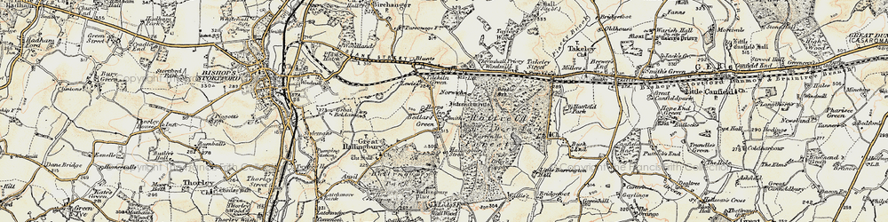 Old map of Bedlar's Green in 1898-1899