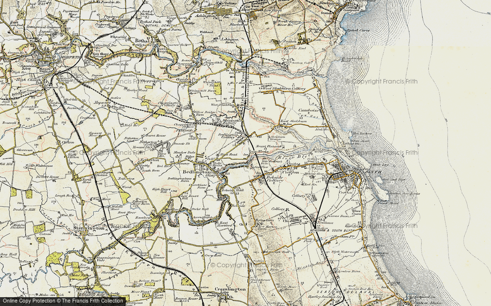 Old Map of Historic Map covering Bebside Hall in 1901-1903