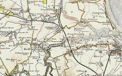 Old map of Bebside Hall in 1901-1903
