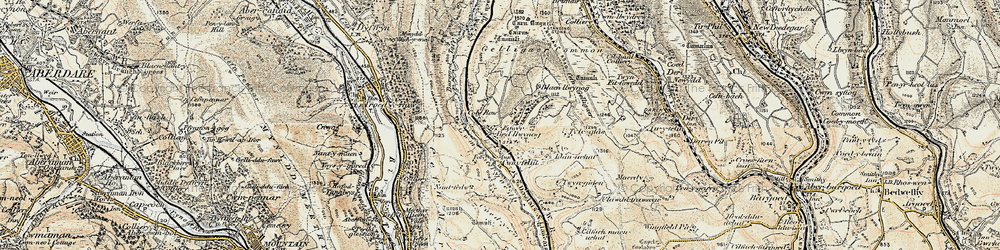 Old map of Bedlinog in 1899-1900