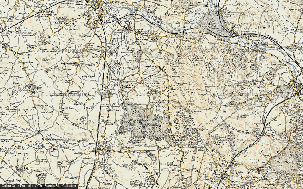Old Map of Bednall, 1902 in 1902