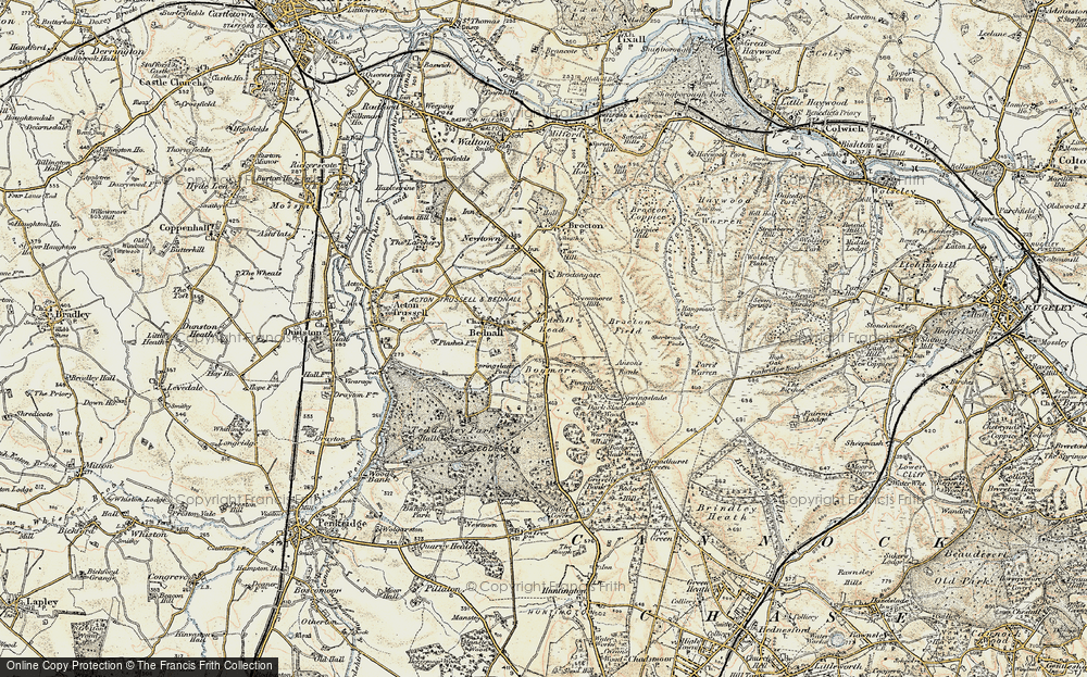 Old Map of Historic Map covering Bog Moor in 1902