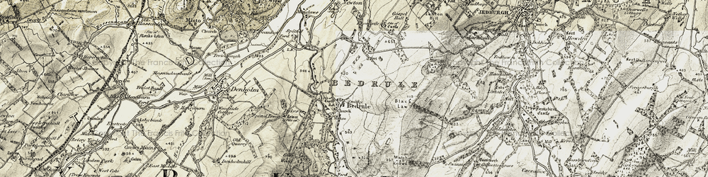 Old map of Bedrule in 1901-1904