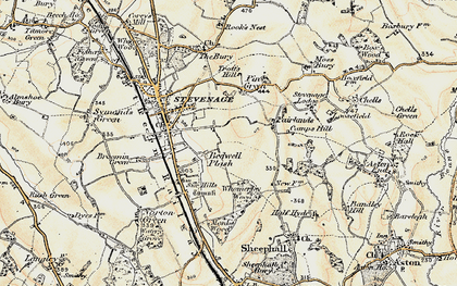 Old map of Bedwell in 1898-1899