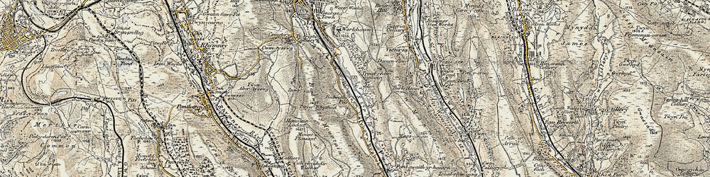 Old map of Bedwellty Pits in 1899-1900