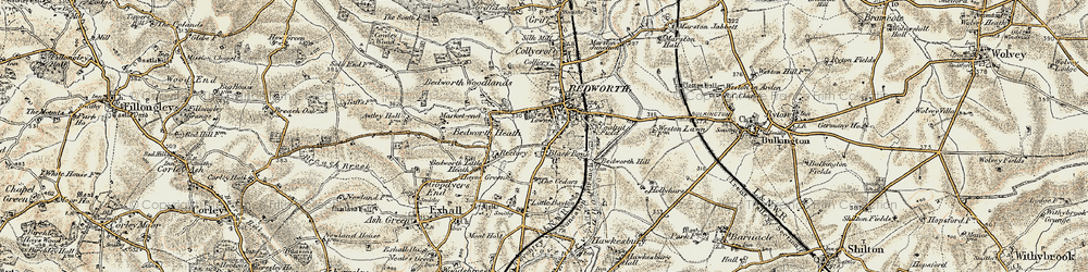 Old map of Bedworth in 1901-1902