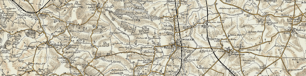 Old map of Bedworth Woodlands in 1901-1902