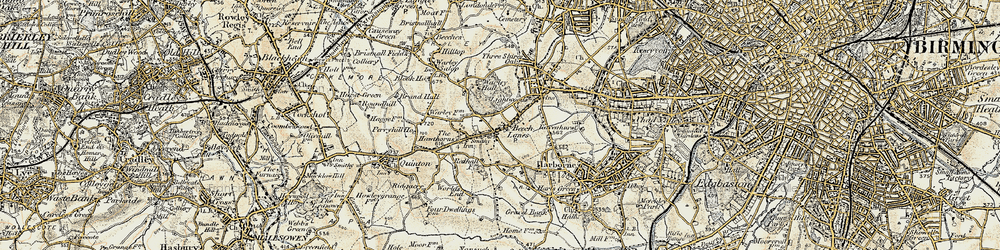 Old map of Beech Lanes in 1901-1902