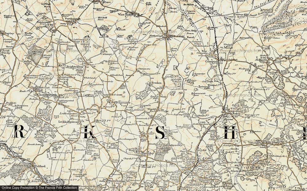 Old Map of Historic Map covering Beedon Ho in 1897-1900