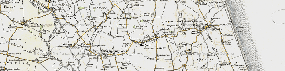 Old map of Beeford in 1903-1904