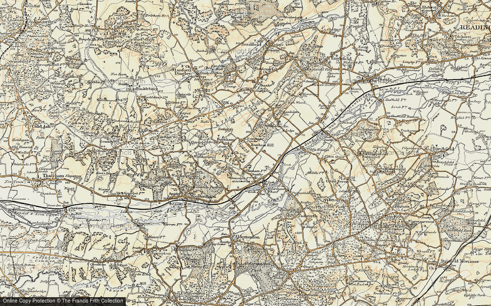 Old Map of Historic Map covering Beenham Hill in 1897-1900