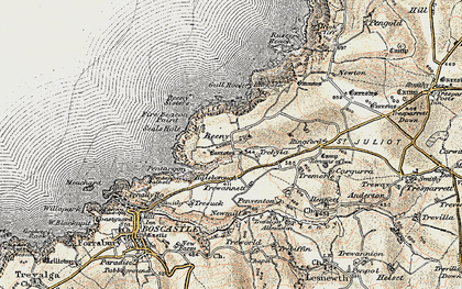 Old map of Beeny Sisters in 1900