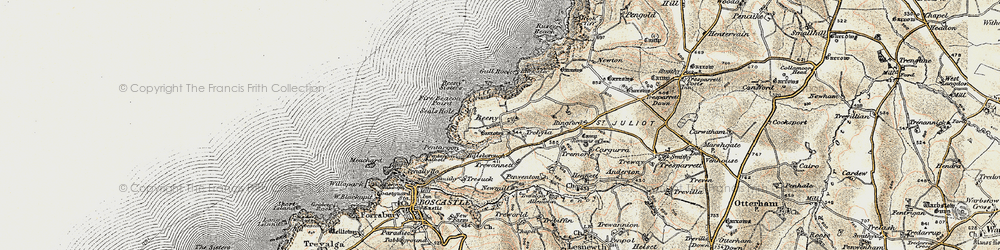 Old map of Beeny Cliff in 1900