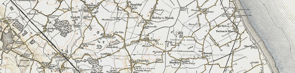 Old map of Beesby Grange in 1902-1903