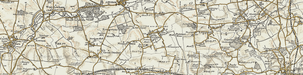 Old map of Beeston in 1901-1902