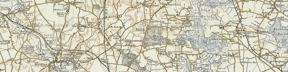 Old map of Beeston Hall in 1901-1902