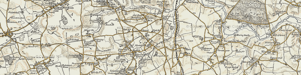 Old map of Beetley in 1901-1902
