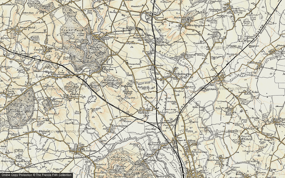 Old Map of Historic Map covering Begbroke Wood in 1898-1899