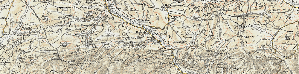 Old map of Beguildy in 1901-1903