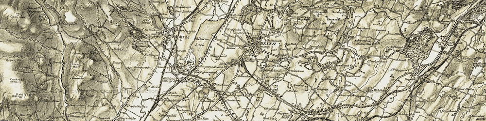 Old map of Beith in 1905-1906