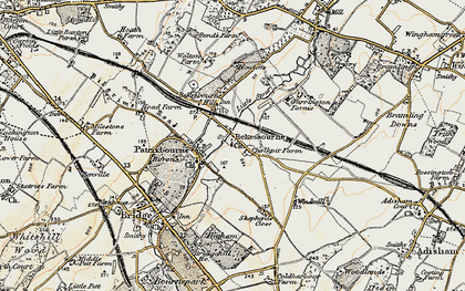 Old map of Bekesbourne in 1898-1899