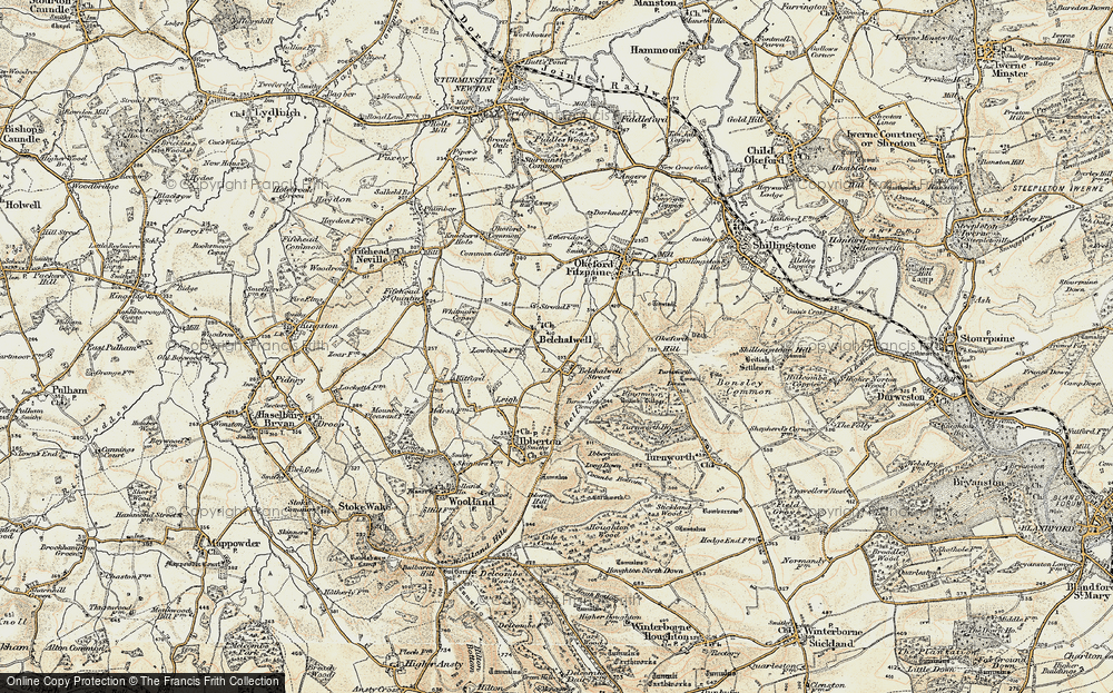 Old Map of Historic Map covering Bell Hill in 1897-1909