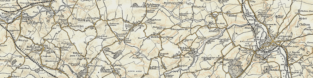 Old map of Belchamp Otten in 1898-1901