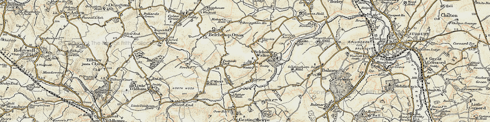 Old map of Belchamp Walter in 1898-1901