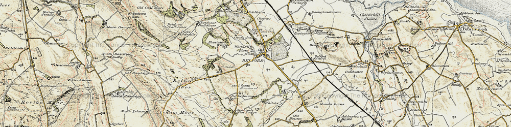 Old map of Belford in 1901-1903
