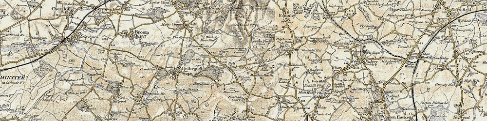 Old map of Bell End in 1901-1902