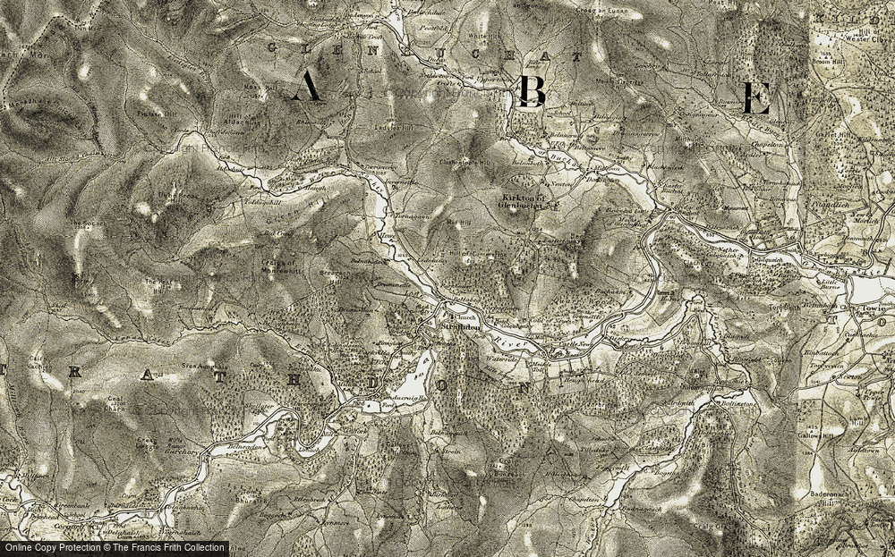 Old Map of Bellabeg, 1908-1909 in 1908-1909