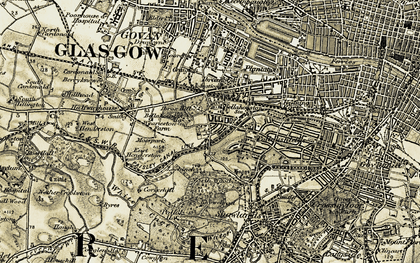 Old map of Bellahouston in 1904-1905
