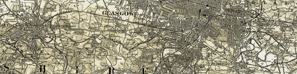 Old map of Bellahouston in 1904-1905