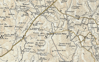 Old map of Bellever Tor in 1899-1900