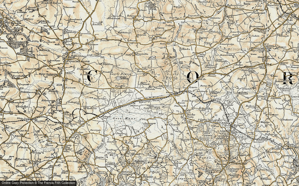 Old Map of Historic Map covering Black-acre in 1900