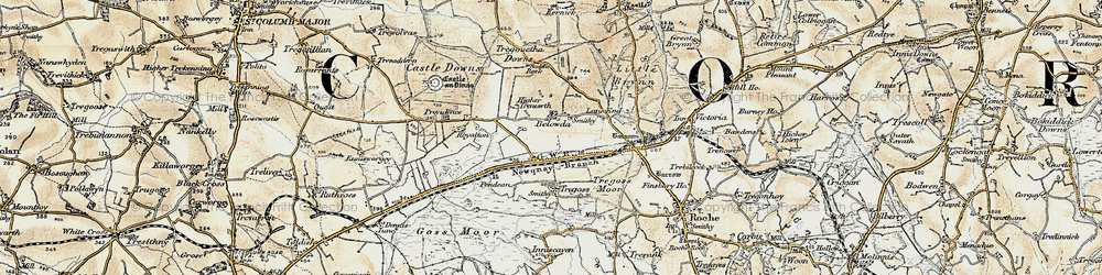 Old map of Belowda in 1900