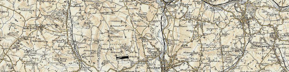 Old map of Belper Lane End in 1902