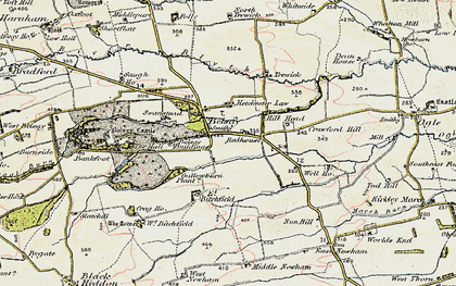 Old map of Belsay Castle in 1901-1903