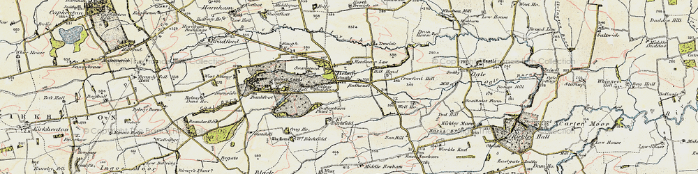 Old map of Belsay Castle in 1901-1903